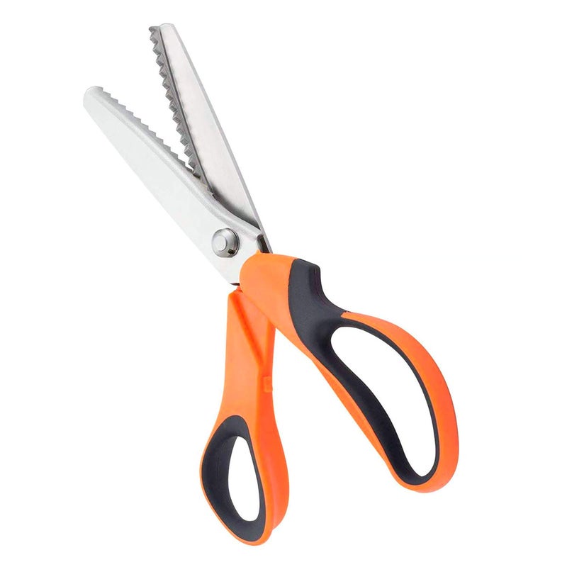BlueSnail Stainless Steel Pinking Shears Comfort Grip Handled Professional Fabric Crafts Dressmaking Zig Zag Cut Scissors Sewing Scissors (Serrated, Orange) - Image 1